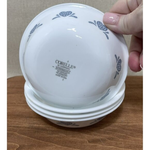 Set of 4 Corelle Blue Heart Sponge 5 Inch Berry Dessert Bowl - Picture 3 of 6